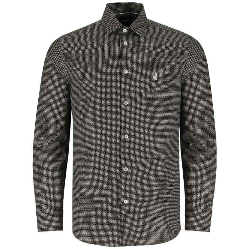Polo Mens Geometric Print Shirt In Brown