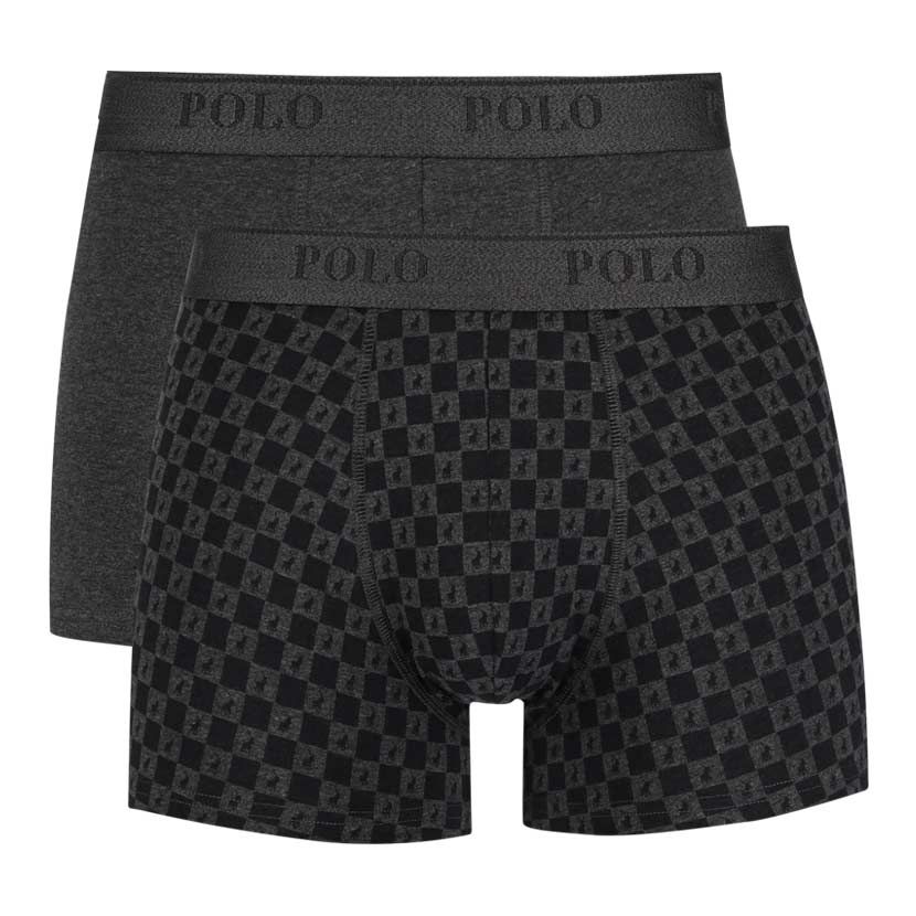 Polo Mens 2 Pack Boxer Set In Charcoal