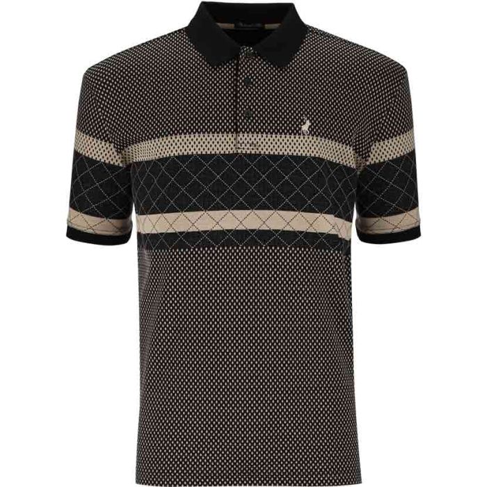 Polo Mens Jacquard Golfer In Black