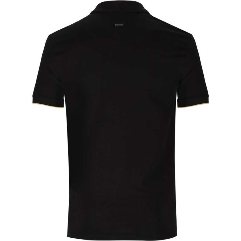 Polo Mens Plain Quarter Zip Double Mercerised Short Sleeves Golfer In Black