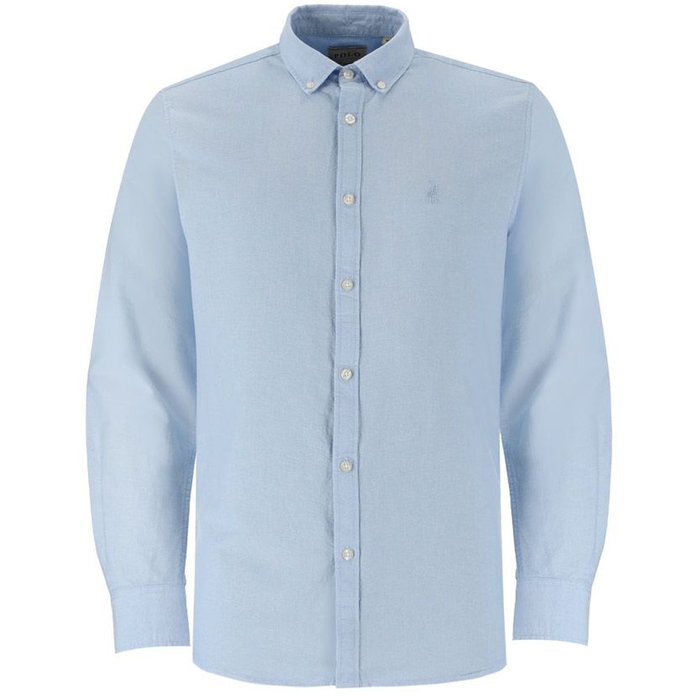 Polo Mens Classic Plain Oxford Long Sleeves Shirt In Light Blue