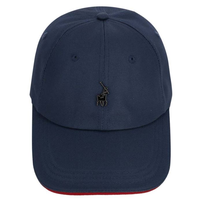 Polo Mens 6 Panel Metal Peak Cap Navy Red