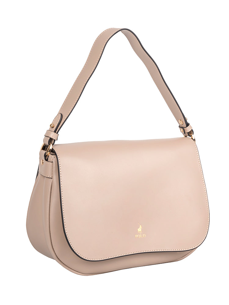 Polo Boxcalf Flapover Shoulder Bag  Beige - One Size