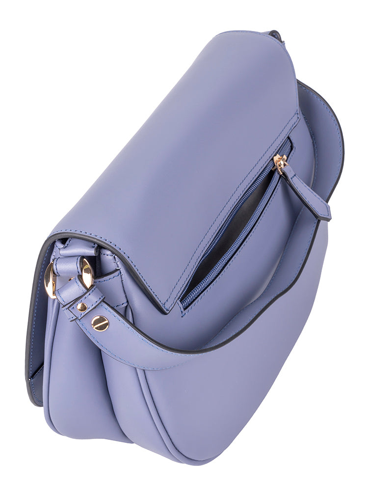 Polo Boxcalf Flapover Shoulder Bag  Blue
