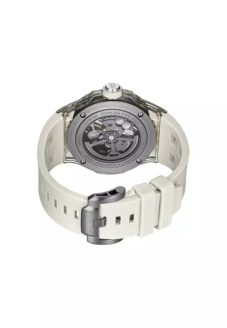 Police Cyclone Brown Rubber Analog Automatic Watch For Men