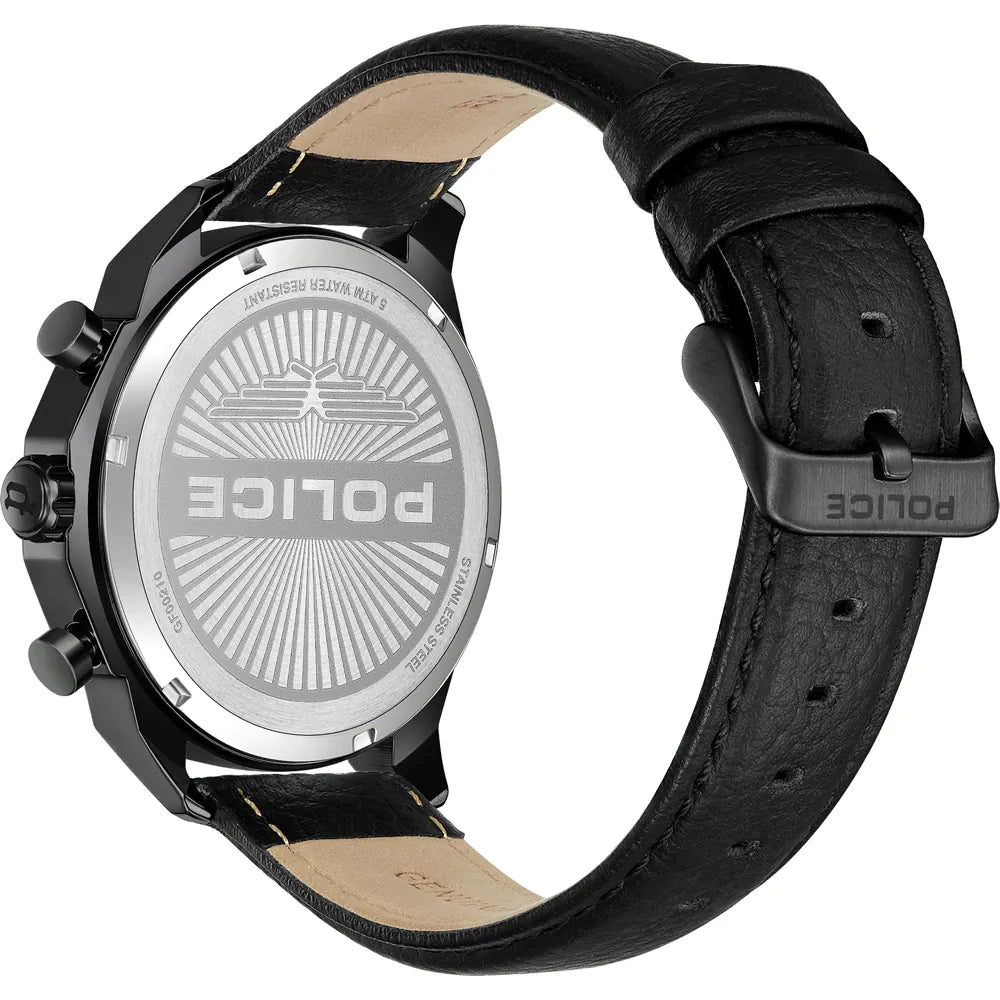 Police Ip Black Green Dial Leather