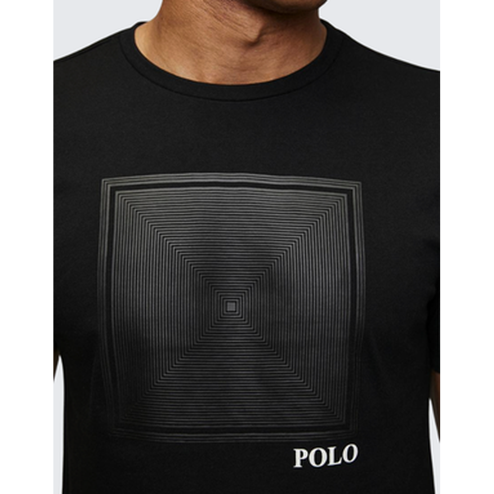 Polo Mens Short Sleeves Block HD Print T-Shirt In Black