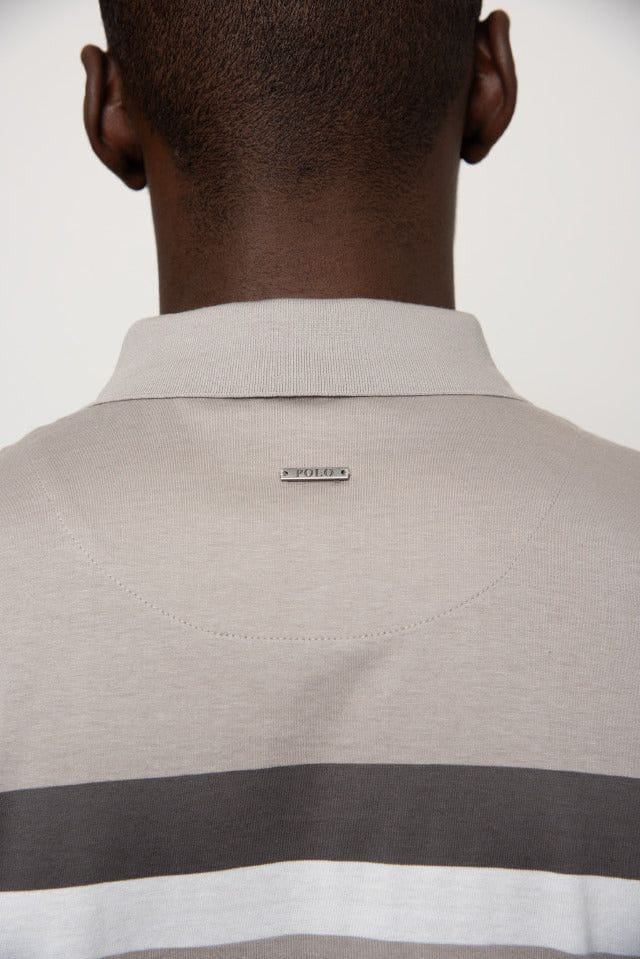 Polo Mens Stripe Golfer In Brown