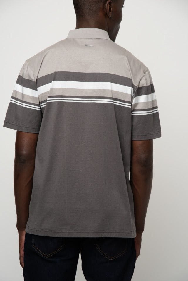 Polo Mens Stripe Golfer In Brown