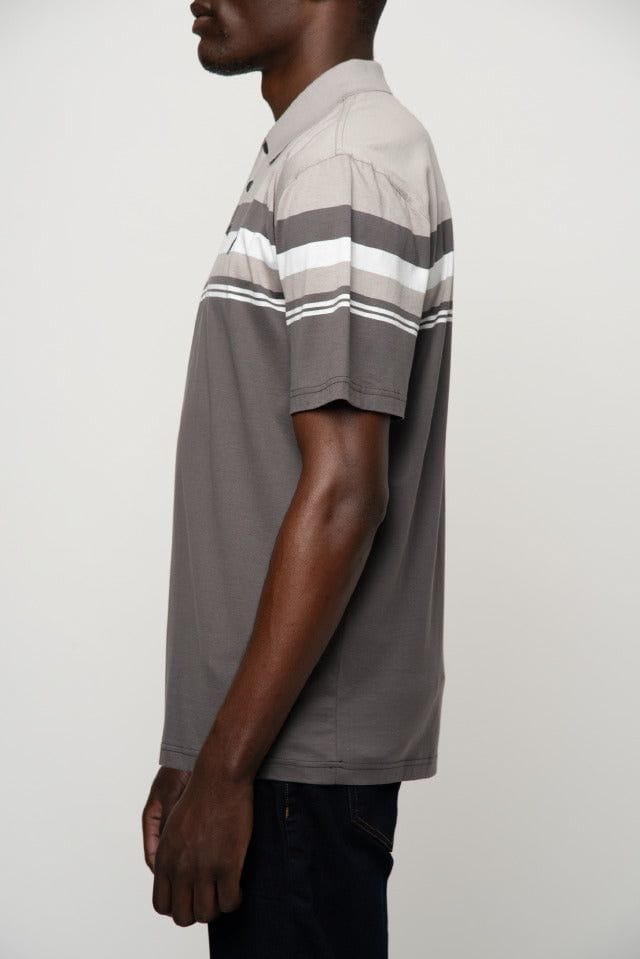 Polo Mens Stripe Golfer In Brown