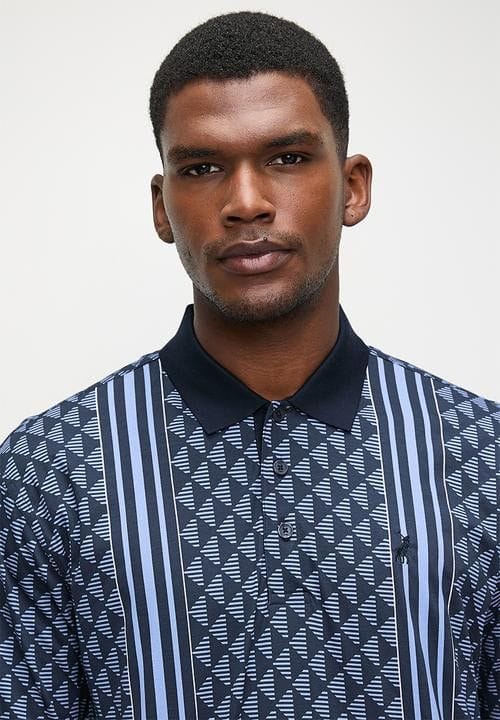 Polo Mens Geometric Printed Golfer In Navy