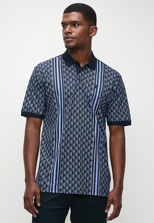 Polo Mens Geometric Printed Golfer In Navy