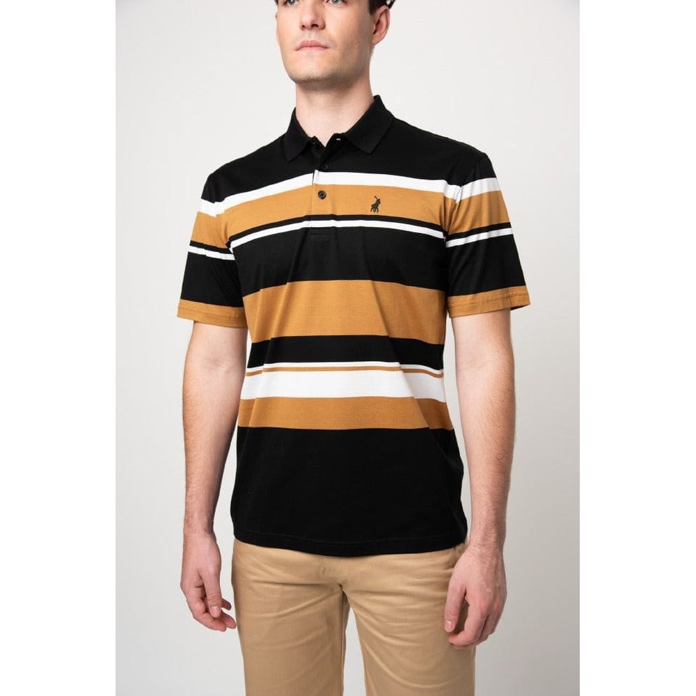 Polo Mens Stripe Golfer In Black