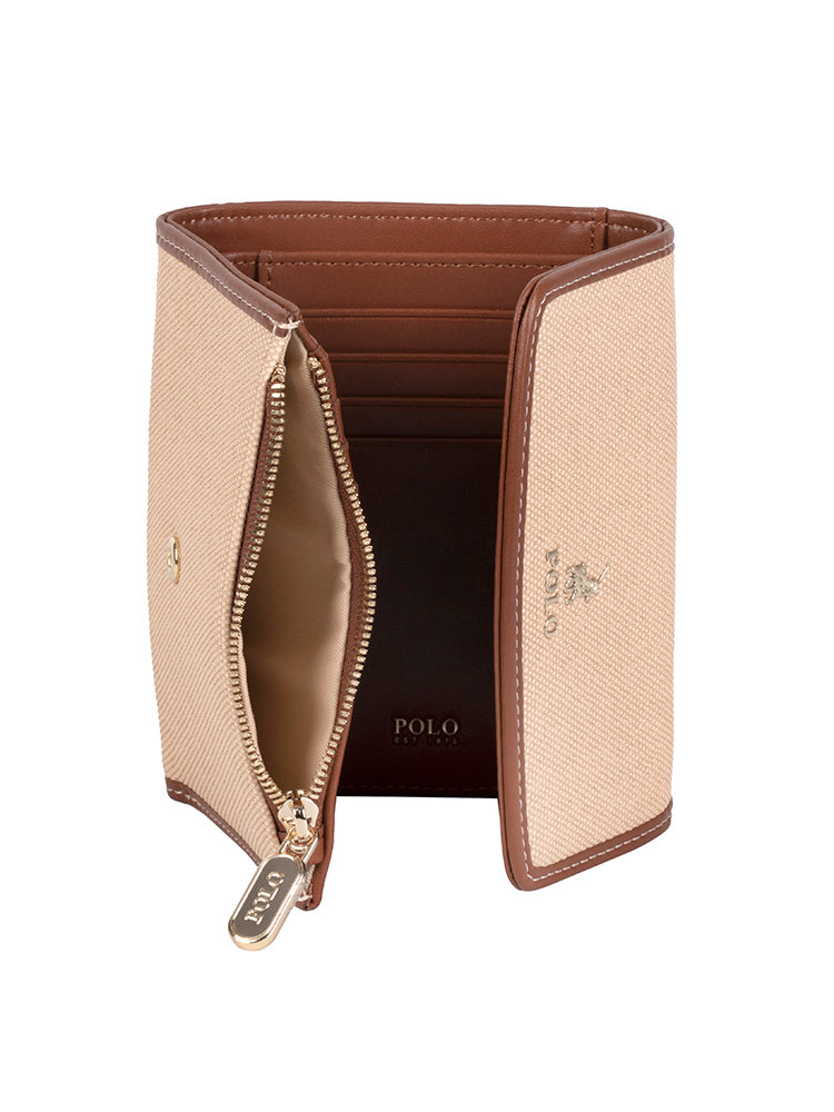 Polo Compact Sahara Trifold Purse Tan - One Size