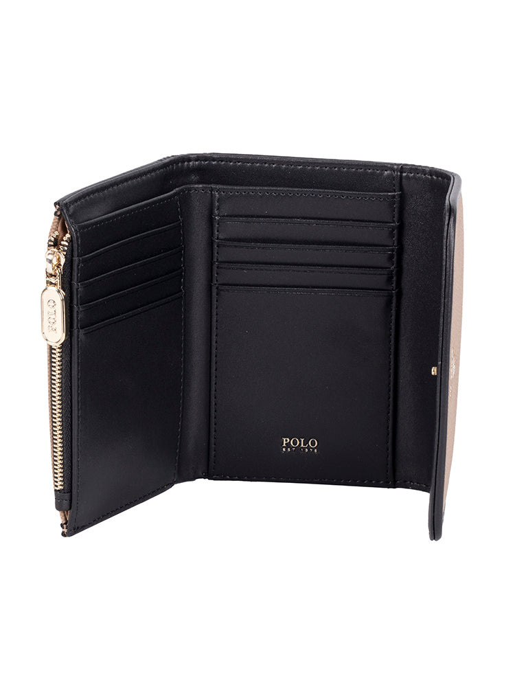 Polo Sahara Samll Compact Trifold Purse In Black