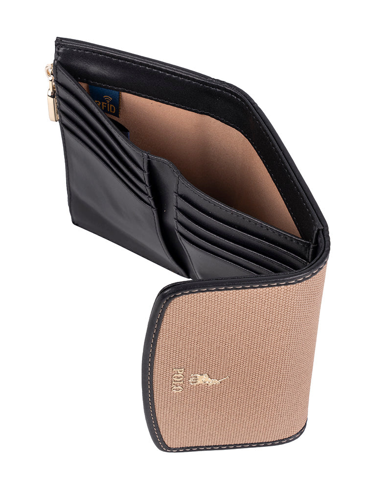 Polo Sahara Samll Compact Trifold Purse In Black