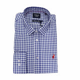 Polo Mens Long Sleeve Small Check Shirt In Navy & White