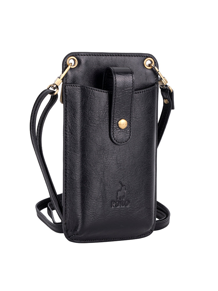 Polo Vegan Cellphone Purse In Black