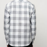 Polo Mens Large Gingham Long Sleeve Shirt In White And Black