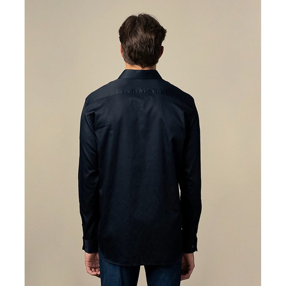 Polo Mens Long Long Sleeve Slim Stretch Shirt In Navy