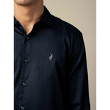 Polo Mens Long Long Sleeve Slim Stretch Shirt In Navy