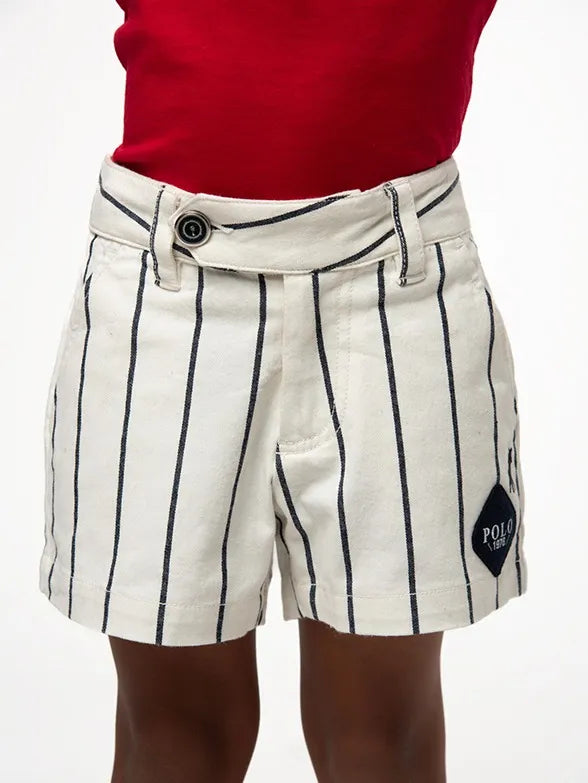 Polo Boys Elliot Striped Shorts In Off White