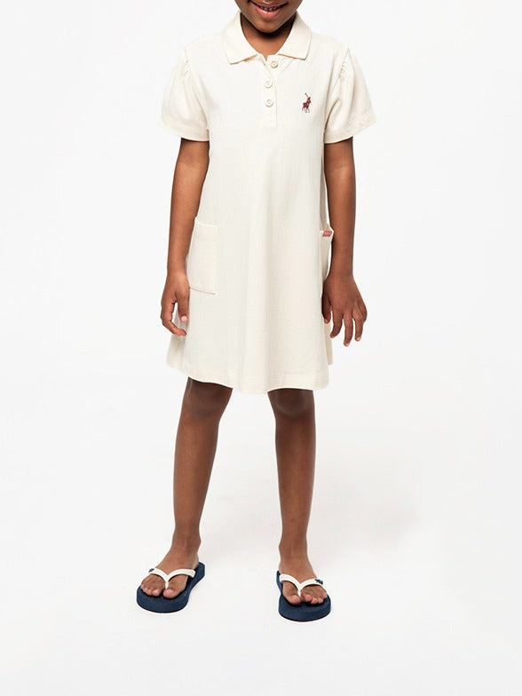 Polo Girls Georgia Short Sleeve Golfer Dress In Sand
