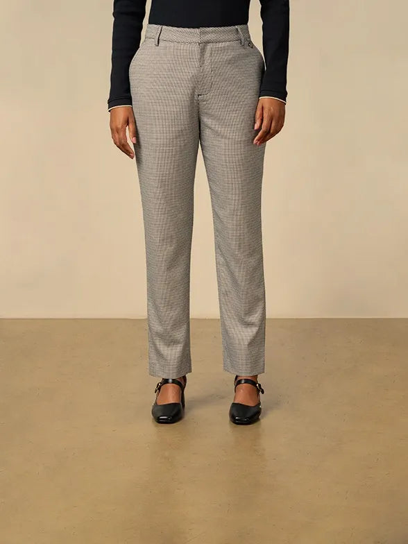 Polo Womens Elizabeth Houndstooth Suit Pant Grey
