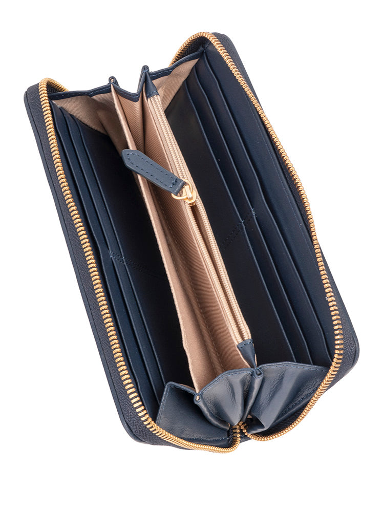 Polo Clifton Small Zip Around Purse  Navy