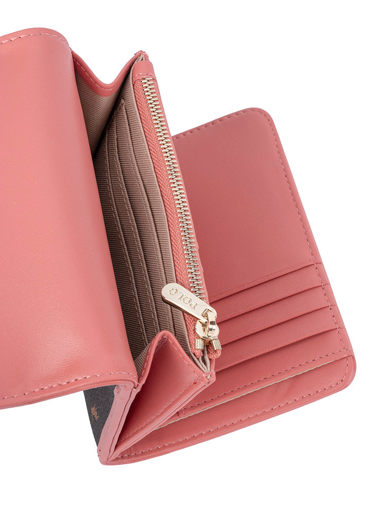 Polo Kelsey Small Medium Trifold Purse In Brown