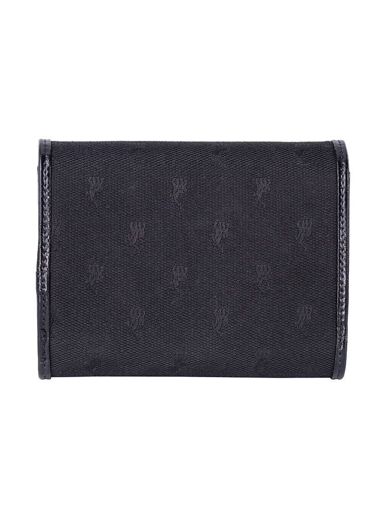 Polo Jacquard Medium Trifold Purse In Black