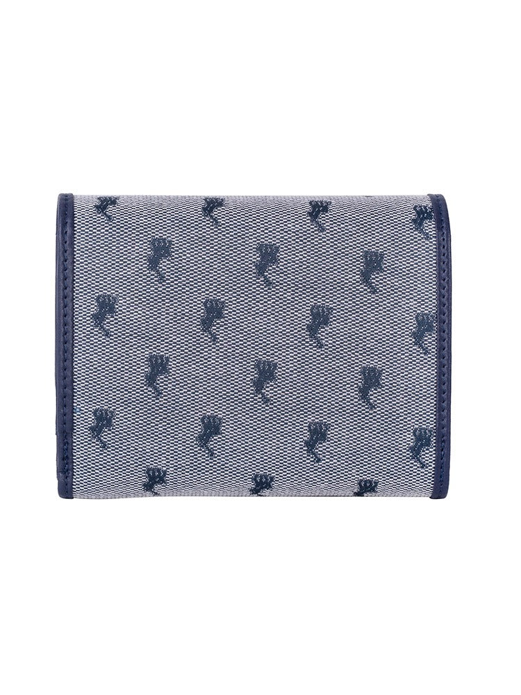 Polo Womens Jacquard Medium Trifold Purse In Navy