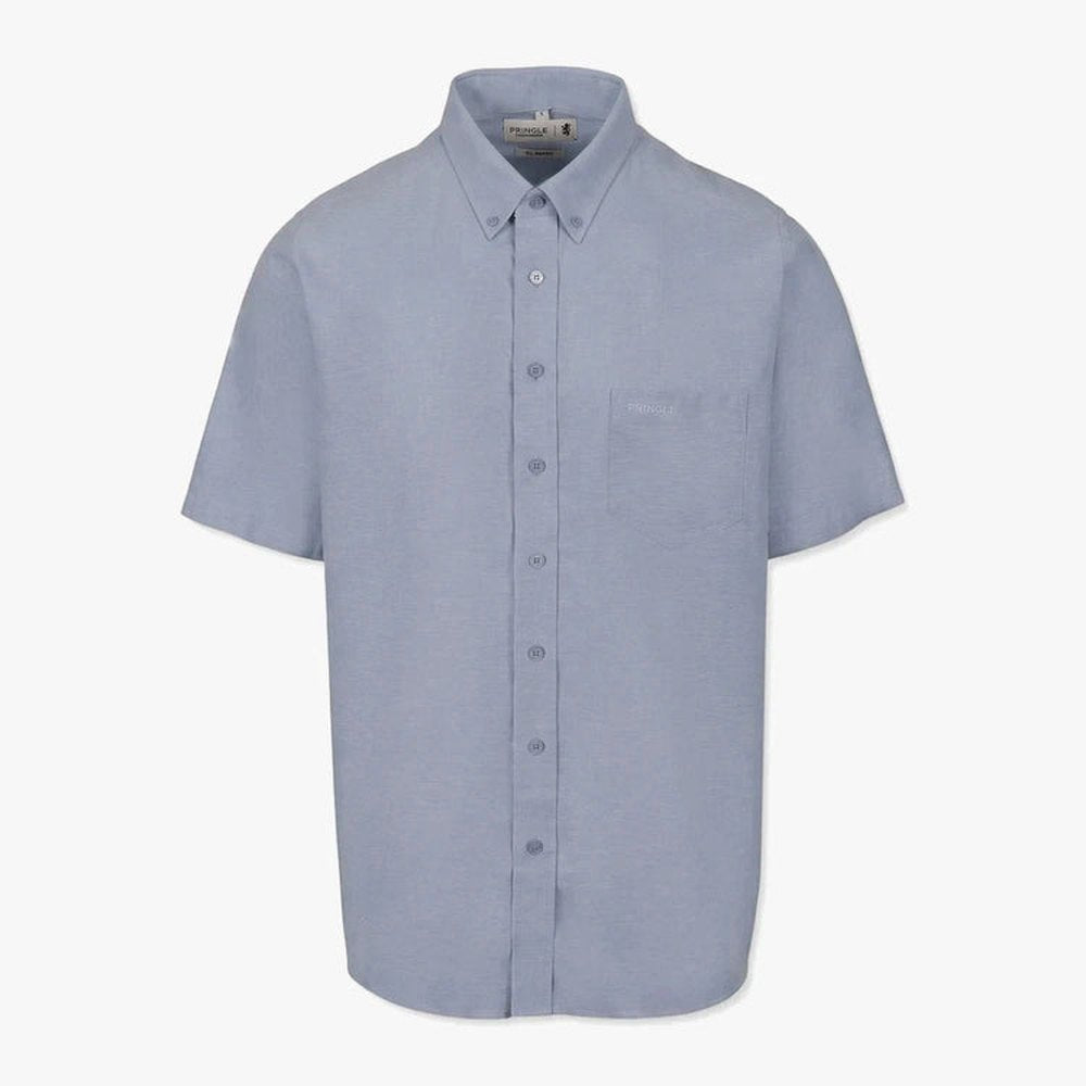 Pringle Barry Short Sleeve Classic Shirt In Mid Blue