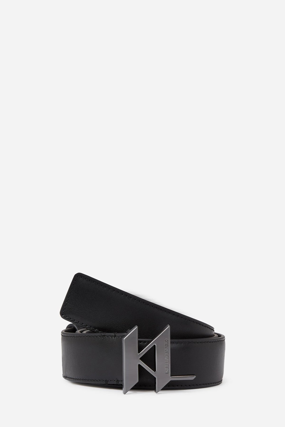 Karl Lagerfeld Mens K/Plak Leather Belt In Black