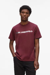 Karl Lagerfeld Mens Essential Shiny Logo T-shirt In Burgandy