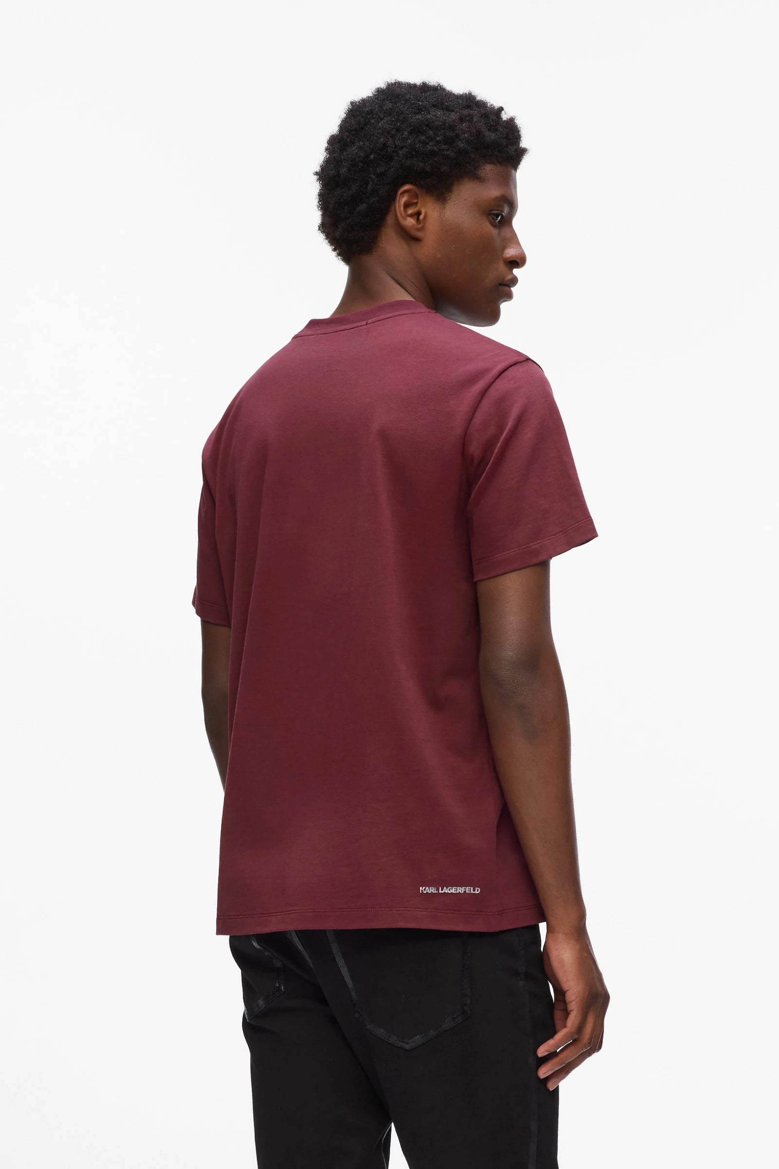 Karl Lagerfeld Mens Essential Shiny Logo T-shirt In Burgandy
