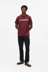 Karl Lagerfeld Mens Essential Shiny Logo T-shirt In Burgandy