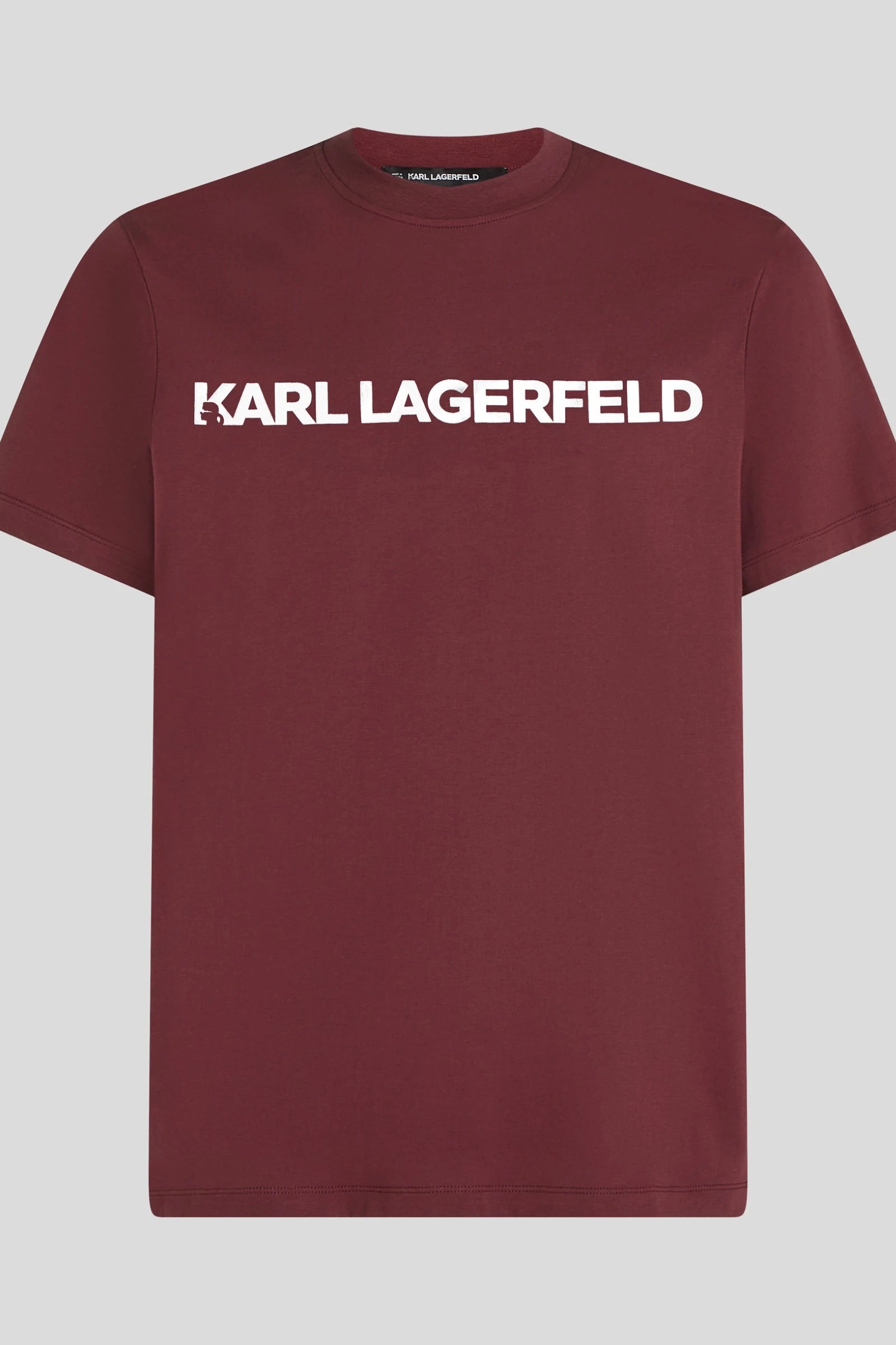 Karl Lagerfeld Mens Essential Shiny Logo T-shirt In Burgandy