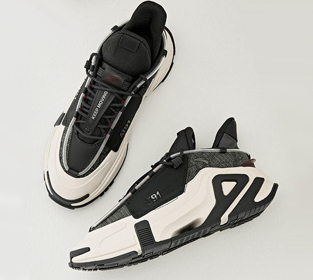 Anta Mens At91 Casual Shoes In Dark Grey & Ivory
