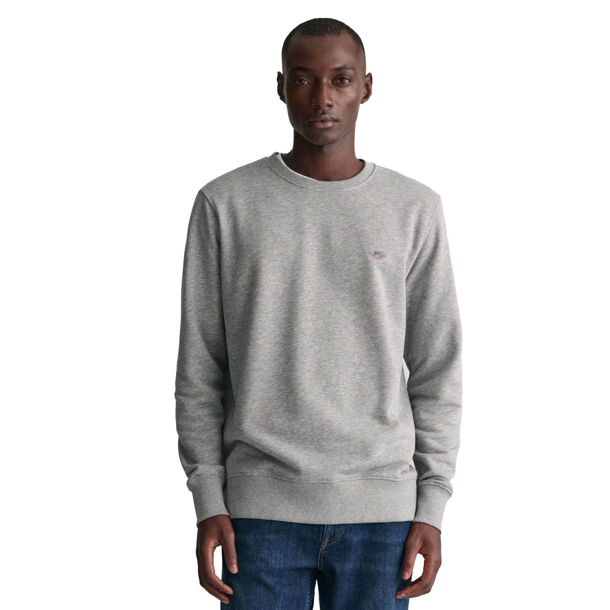 Gant Mens Regular Shield Long Sleeve T-Shirt In Dark Grey
