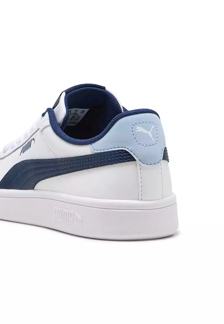 Puma Boys Smash 3.0 Junior Shoes In White & Blue