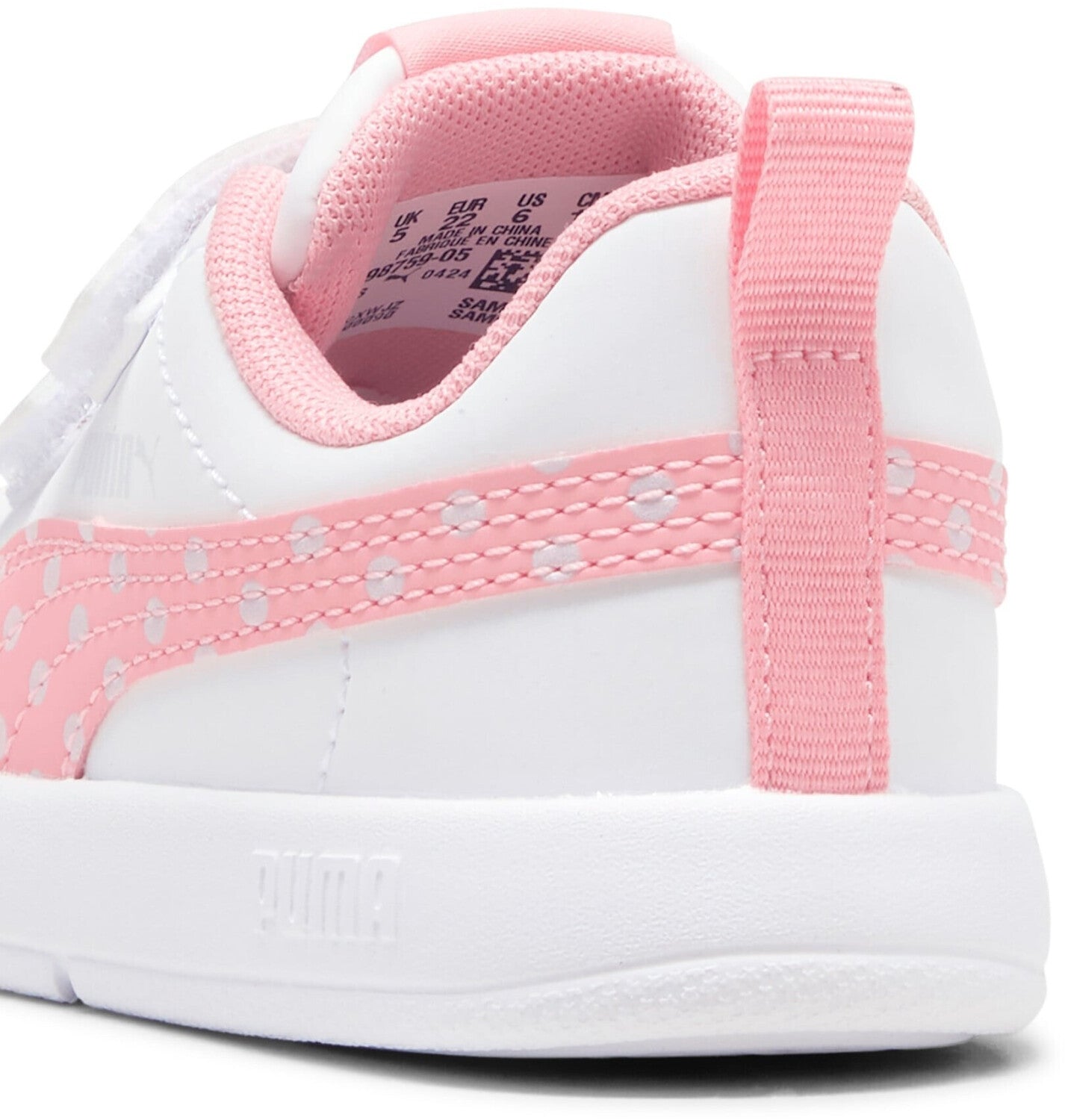 Puma Girls Courtflex V3 Dotty V Shoes In White & Pink