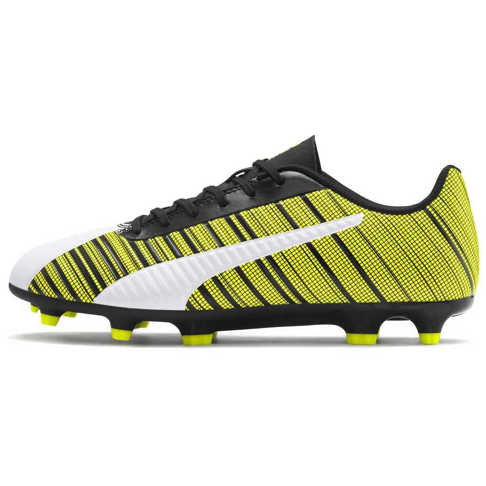 Puma Mens One 5.4 Fg Ag Soccer Shoes In White/Black/Yellow