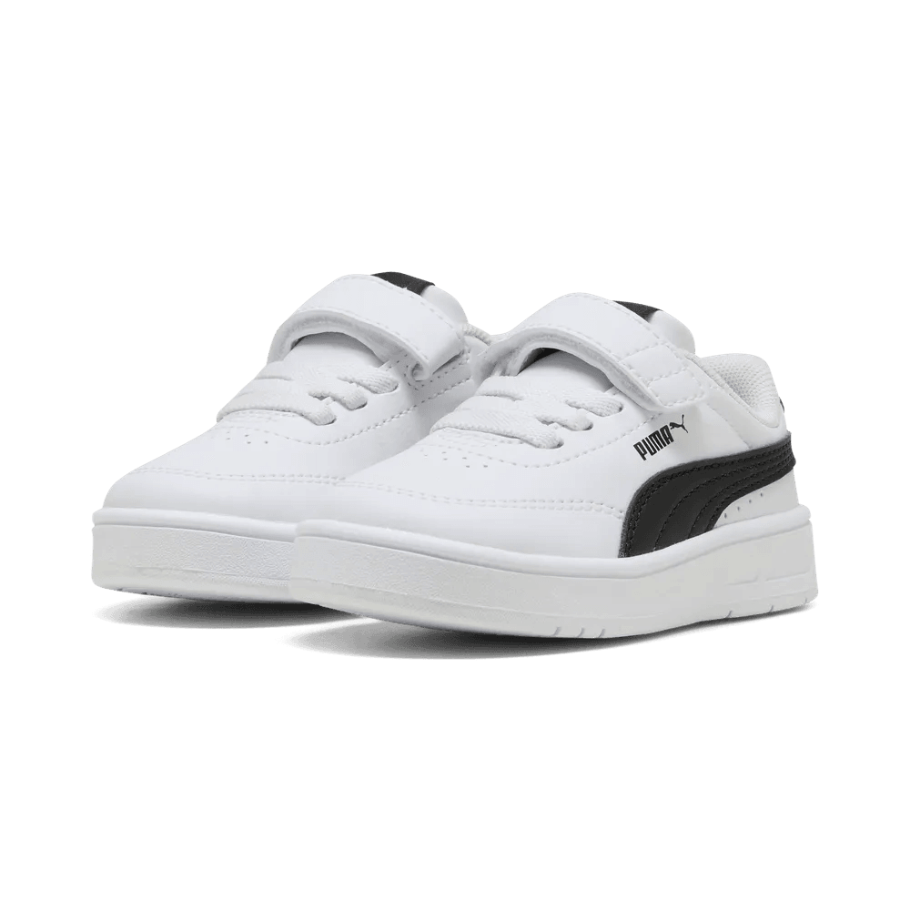Puma Court Classic Clean Infant Shoes In White & Black