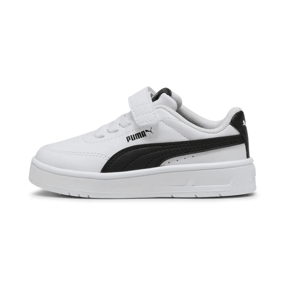 Puma Court Classic Clean Infant Shoes In White & Black