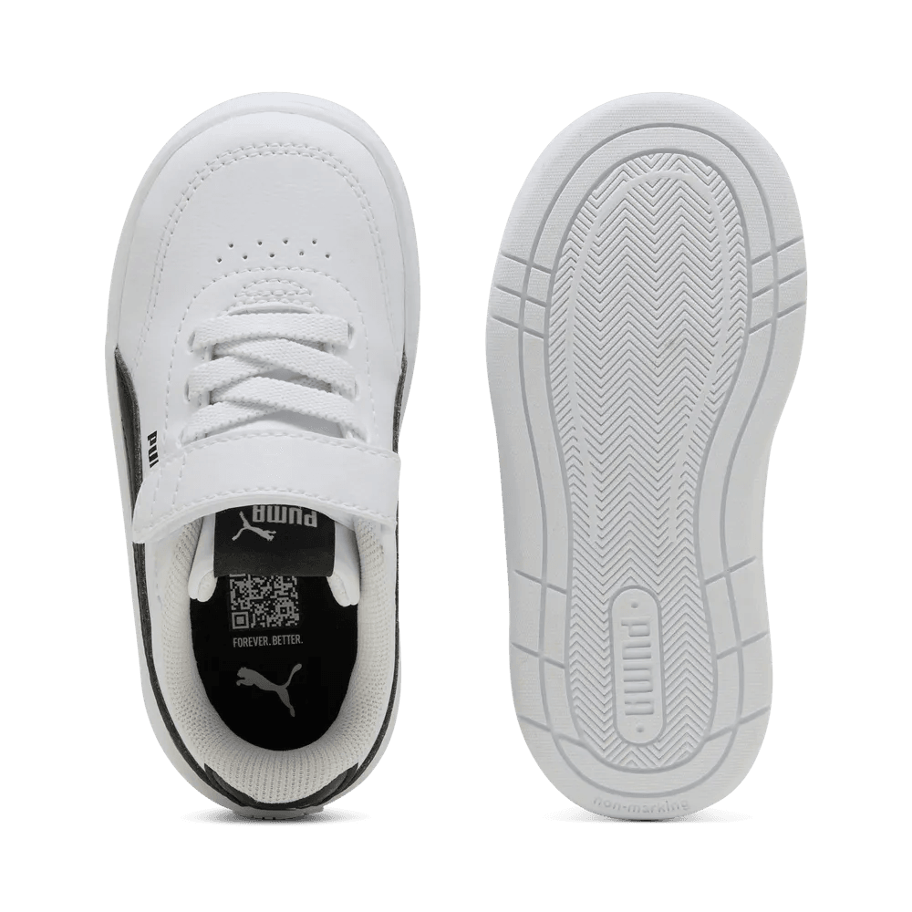 Puma Court Classic Clean Infant Shoes In White & Black