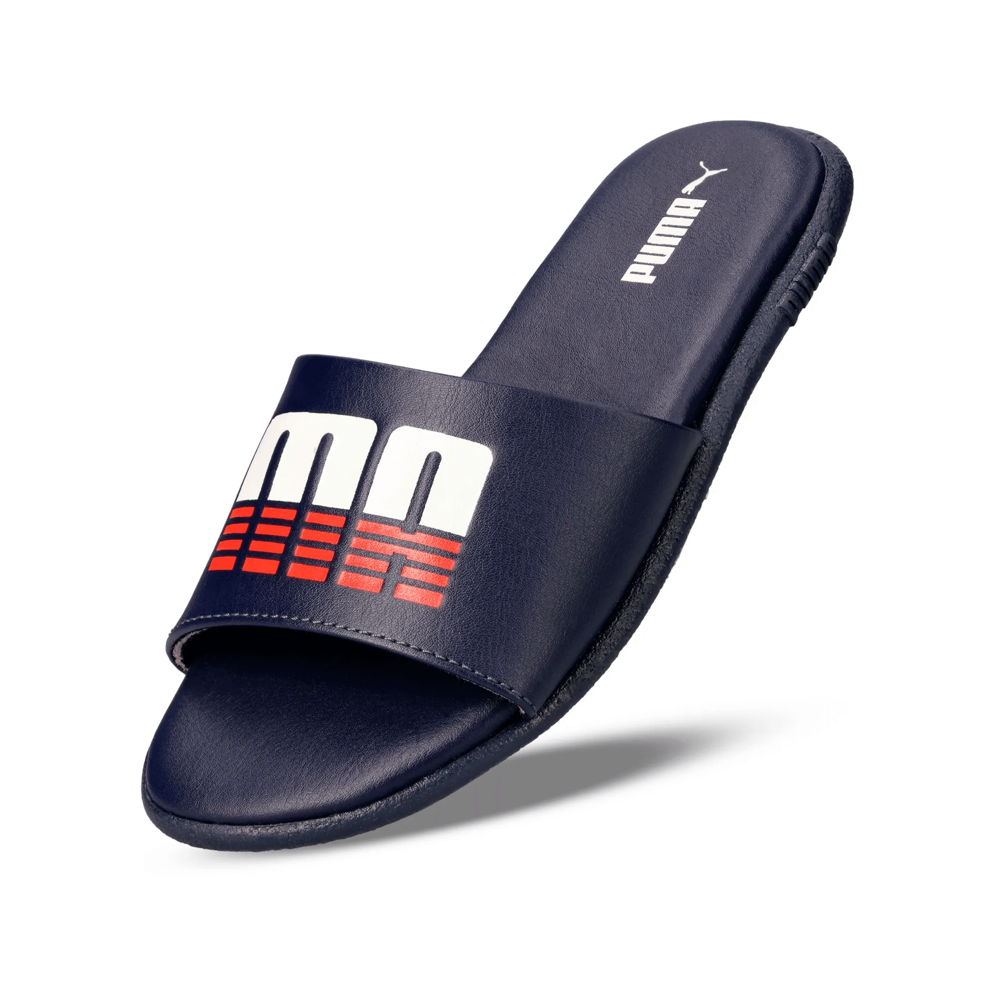 Puma Boys Sporty PU Junior Slides In Navy Multi