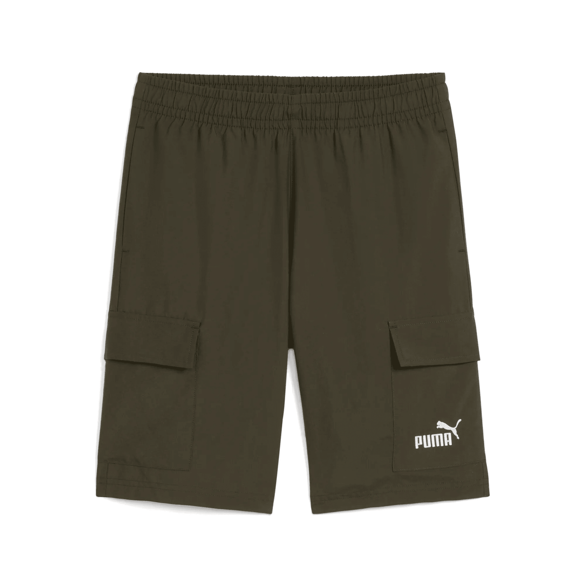 Puma Boys Essential No.1 Logo Woven Cargo Shorts In Olive