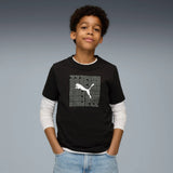 Puma Boys Graphic Box Short Sleeves T-Shirt In Black