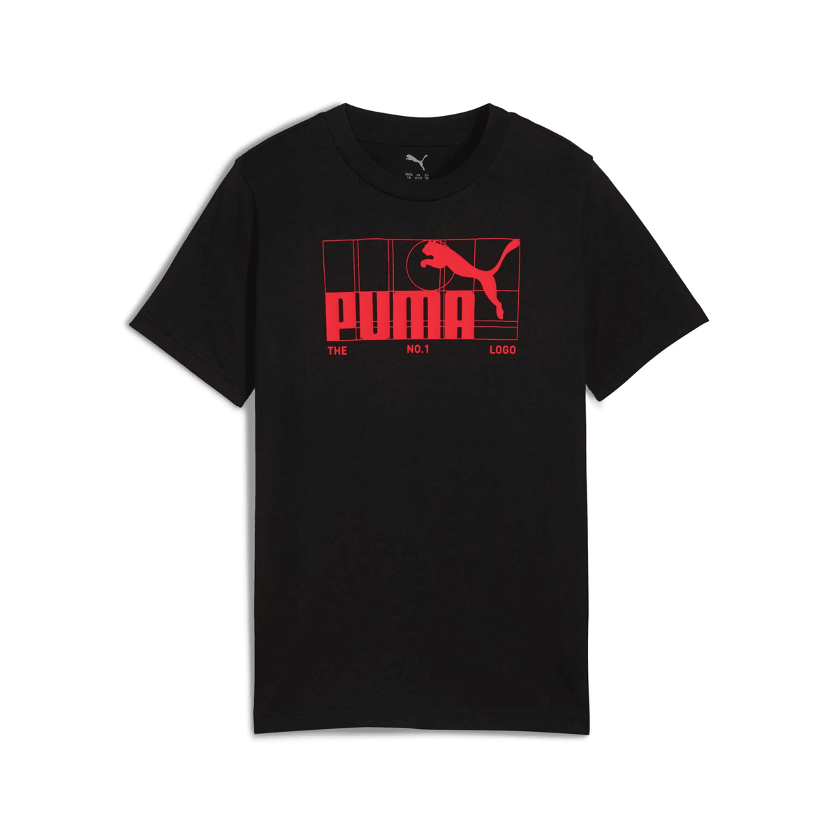 Puma Boys Graphic No.1 Logo T-Shirt In Black & Red